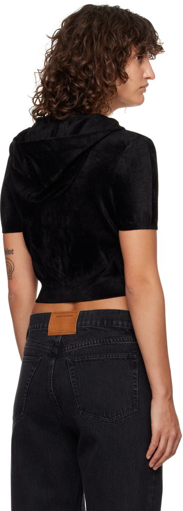 Huppari Alexander Wang Alexander Wang.t Cropped Velour Zip-Up Hoodie Musta | 4KC4243003, 2
