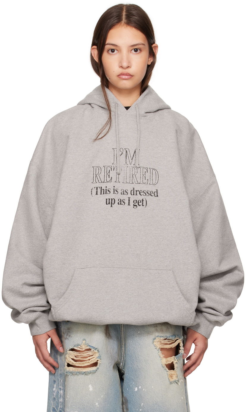 Huppari VETEMENTS 'I'm Retired' Oversized Hoodie Harmaa | UA66HD710G