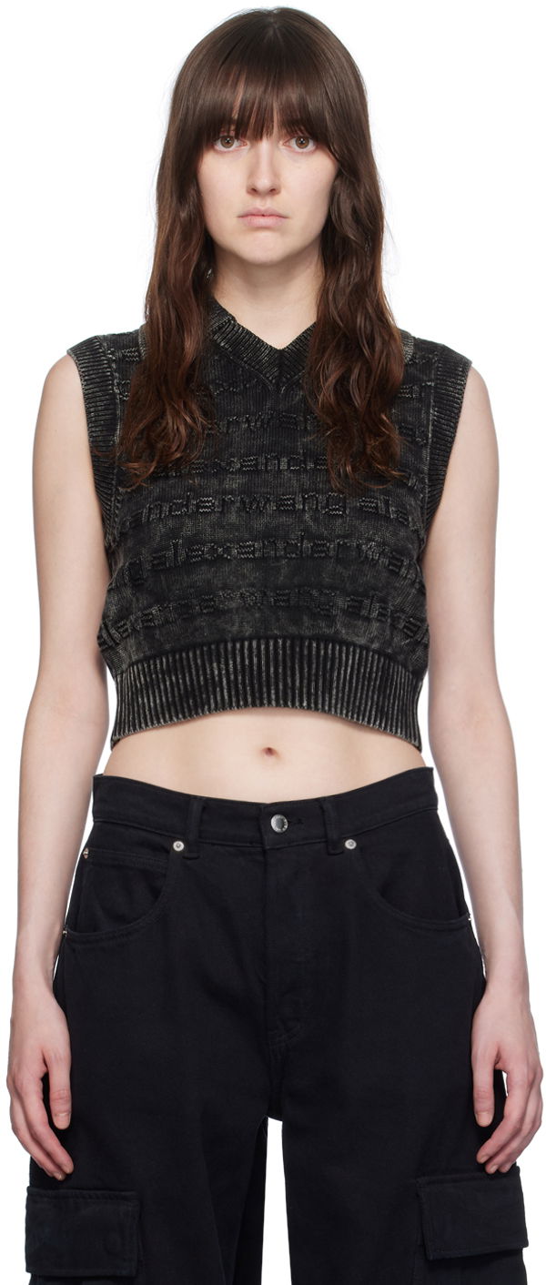 Villapaita Alexander Wang Black 3D Logo Vest Musta | 1KC3241058