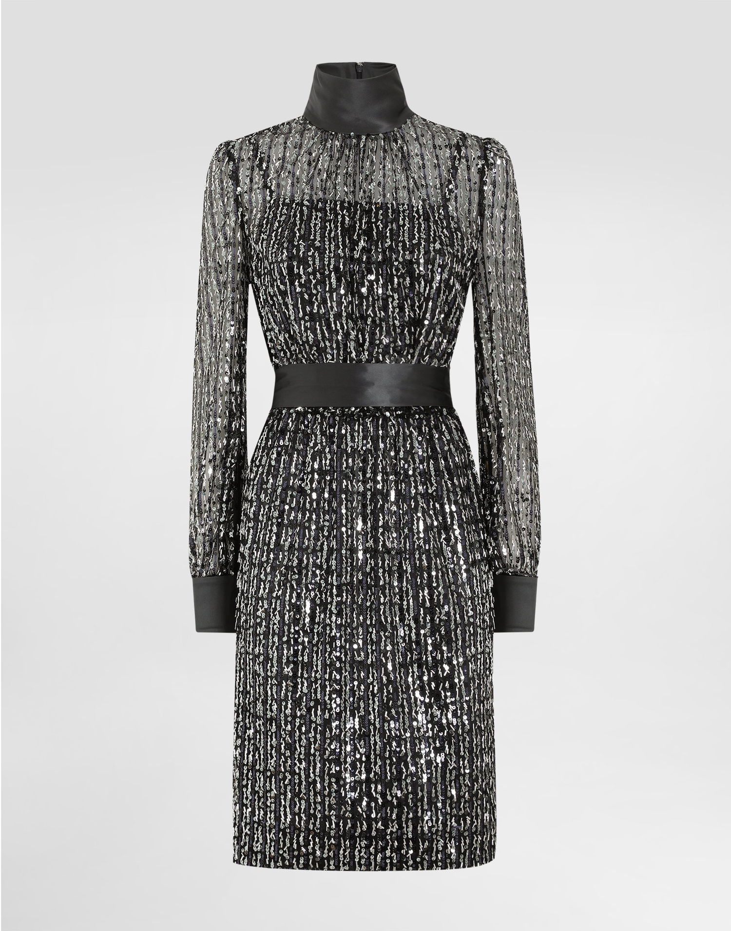 Mekko Dolce & Gabbana Midi Dress With Sequin Stripe Embroidery Musta | F6TJYTFLSKBN0000, 0