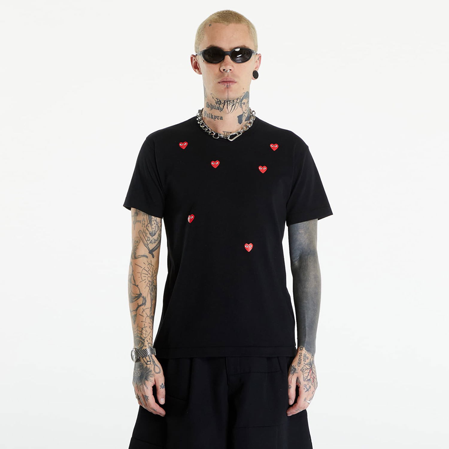 T-paita Comme des Garçons PLAY Short Sleeve Logo Print T-Shirt UNISEX Black Musta | AXT338 black, 0