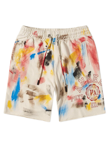 Shortsit Palm Angels Painted College Logo Sweat Short Valkoinen | PMCI010S22FLE0070325