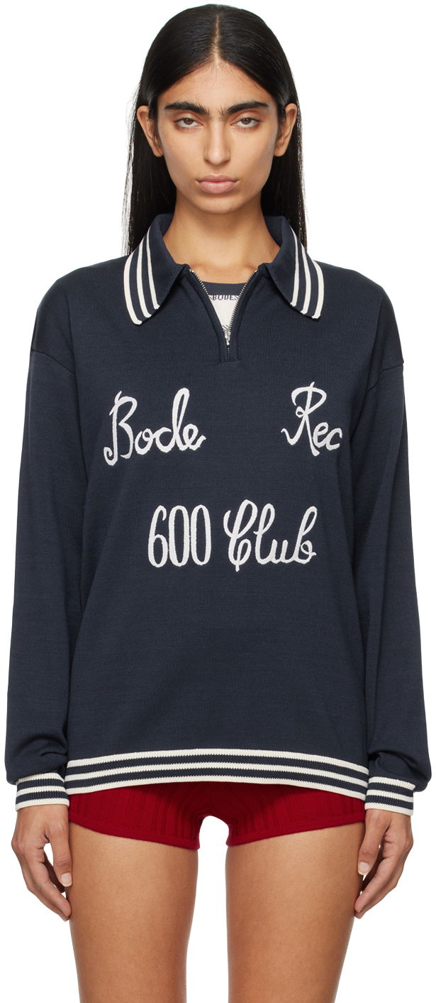 Poolopaita Bode Club Long-Sleeved Polo Tummansininen | MRF24KT005