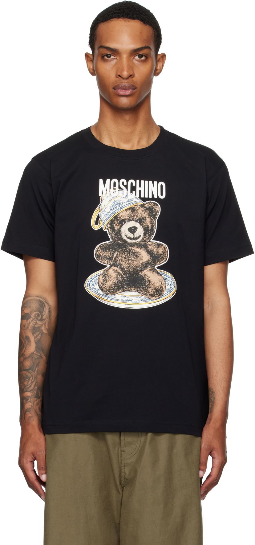 T-paita Moschino Moschino Organic Cotton Teddy Bear Graphic Tee Musta | 252ZZ071652411555