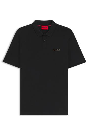Poolopaita BOSS HUGO Piqué Polo Shirt with Logo Appliqué Musta | 50542830