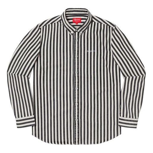 Paita Supreme Striped Denim Button-Up Shirt Musta | SUP-FW19-502
