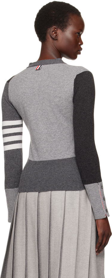 Villapaita Thom Browne Funmix 4-Bar V-Neck Cardigan Harmaa | FKC001F-00011, 2
