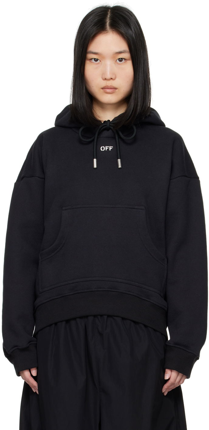 Huppari Off-White Black Off Stamp Round Hoodie Musta | OWBB061C99FLE0011001