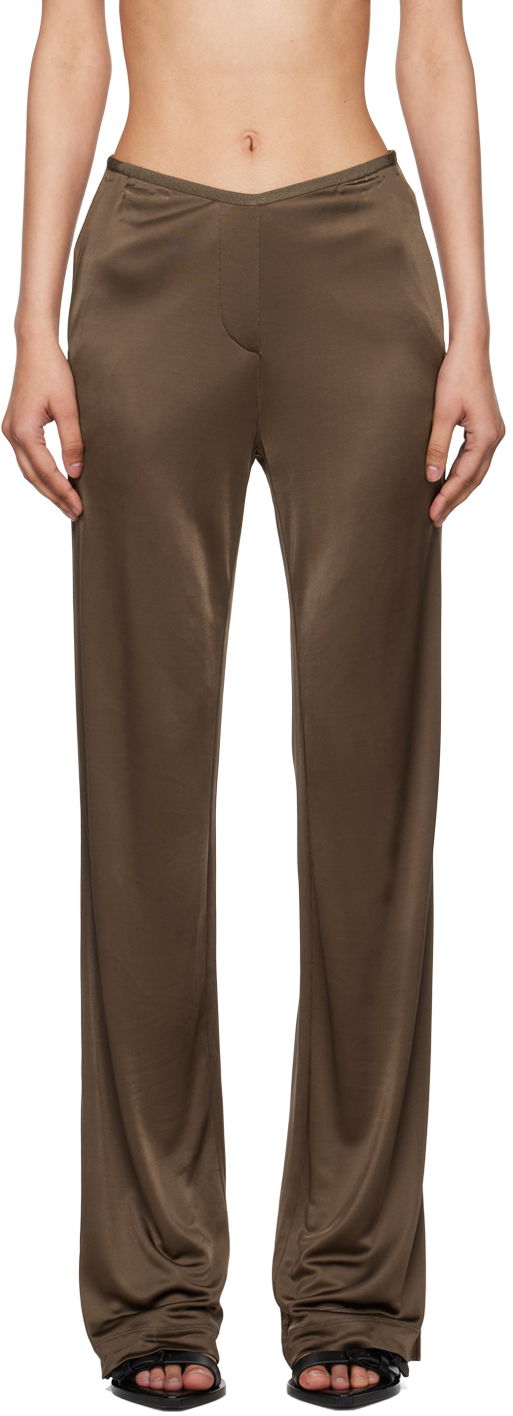 Housut Helmut Lang Helmut Lang Car Satin Trousers Ruskea | O02HW205