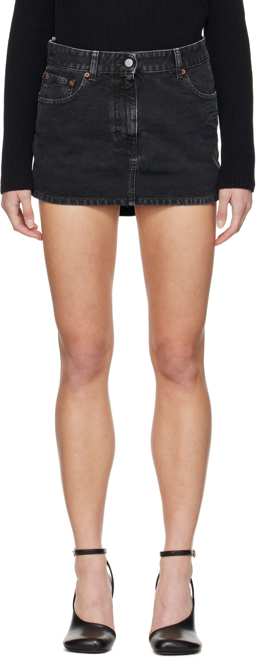 Hame Maison Margiela MM6 Maison Margiela Twisted Denim Miniskirt Musta | S52MC0010 M35249