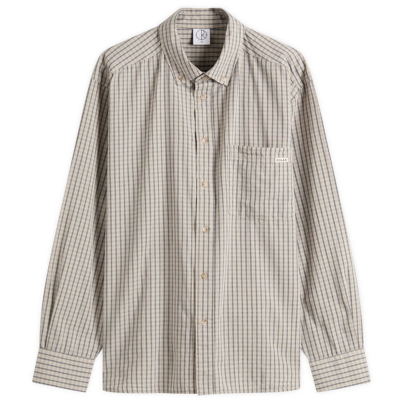 Paita Polar Skate Co. Ben Check Button-Down Shirt, Size Large Beige | PSC-SU25-4-IVO