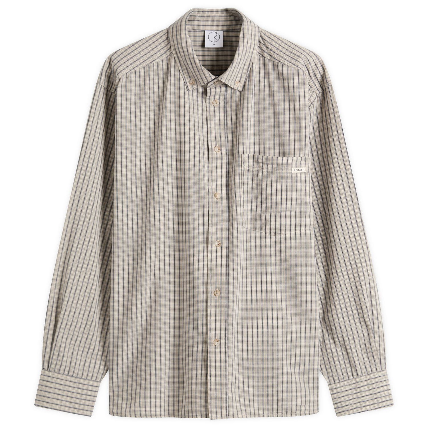 Paita Polar Skate Co. Ben Check Button-Down Shirt, Size Large Beige | PSC-SU25-4-IVO, 0