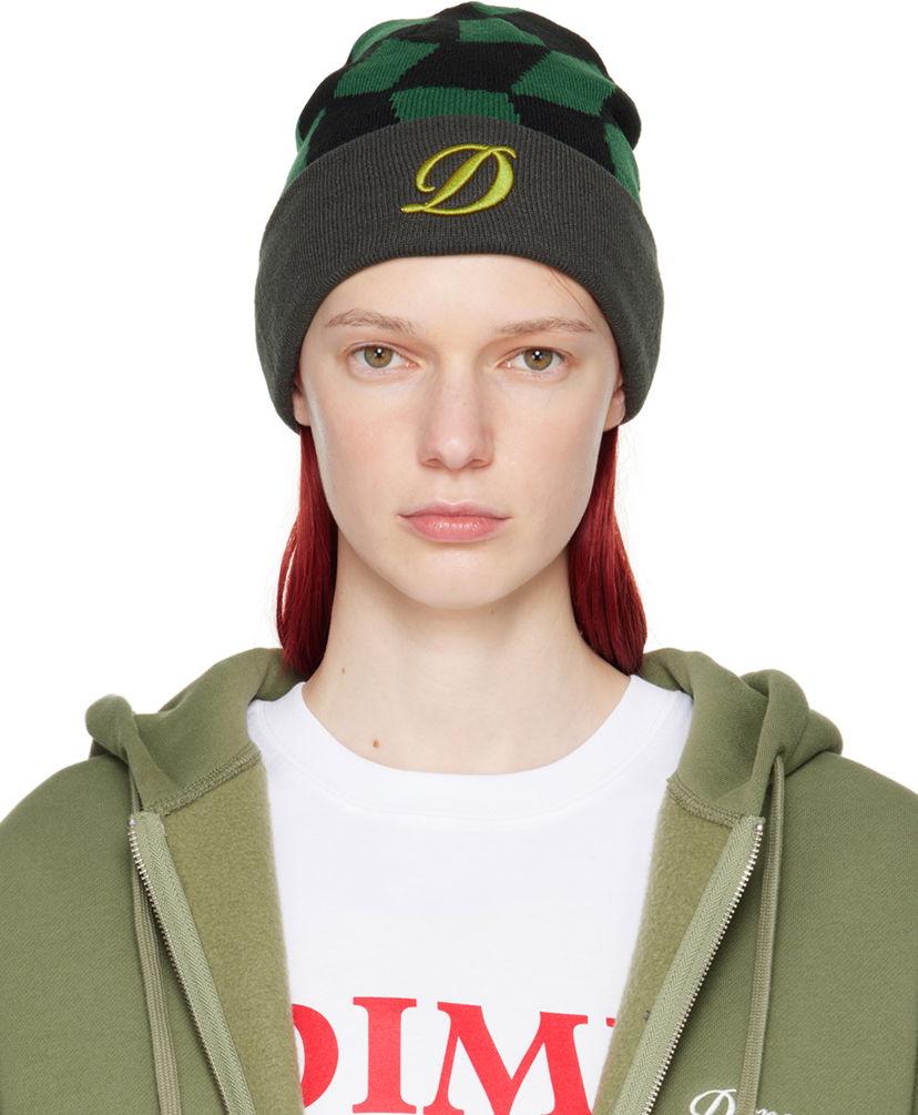 Pipo Dime Green & Black Check Beanie Vihreä | DIMESP2444FOR