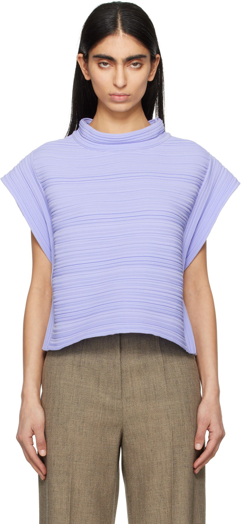 Villapaita Pleats Please Issey Miyake Pleats Please Issey Miyake Crepe Knit Top Violetti | PP56KE821