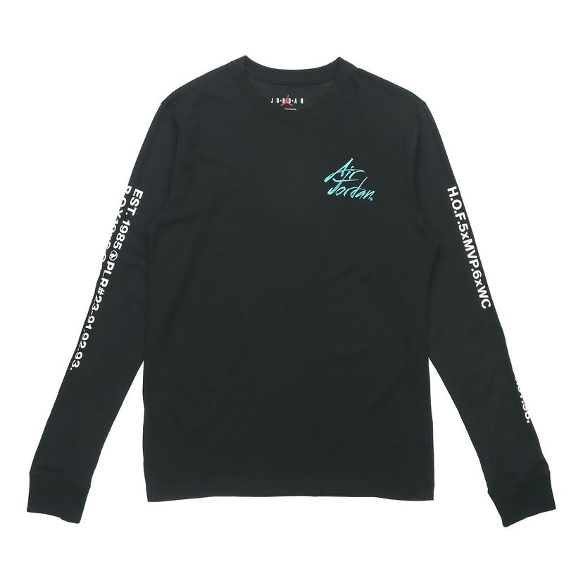 T-paita Jordan Jordan Alphabet Print Long Sleeve T-Shirt Musta | DC6647-010