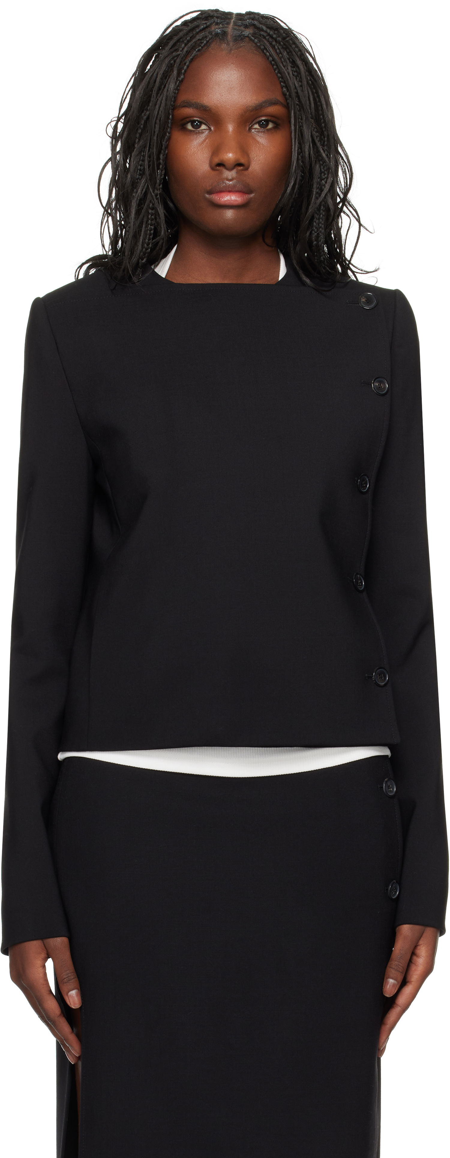 Takki Courrèges Buttoned Tailored Jacket Musta | 424CVE102WO0113, 0