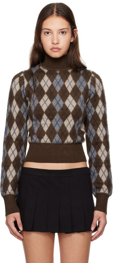 Villapaita GUIZIO Guizio Delia Argyle Cropped Turtleneck Sweater Ruskea | H24603S047, 0