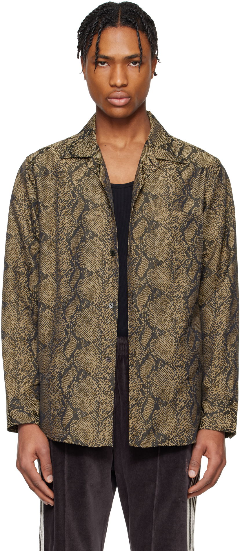 Paita Needles Needles One-Up Snakeskin Print Shirt Ruskea | QV103