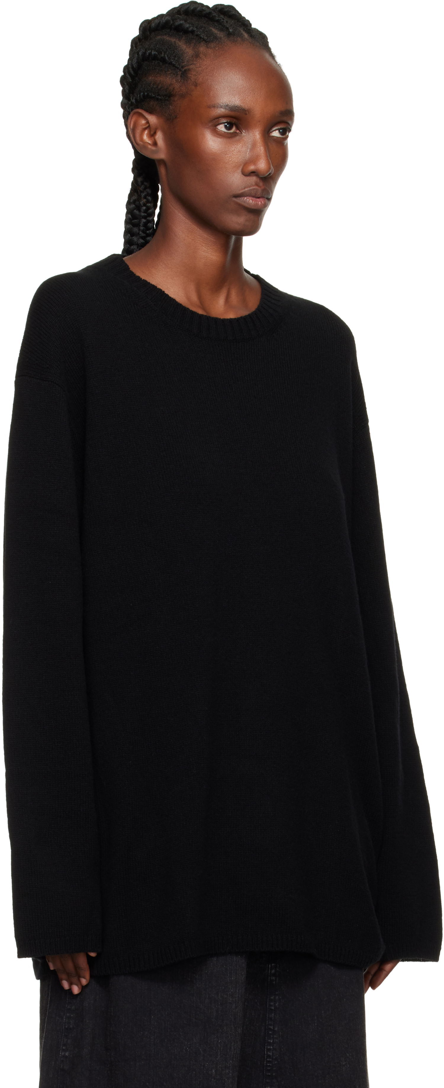 Villapaita Yohji Yamamoto YOHJI YAMAMOTO String Round Neck Sweater Musta | HL-K04-184, 1