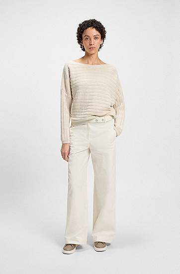 Villapaita BOSS Knitted Sweater with Mixed Structures Beige | 50543049, 1