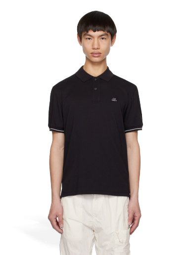 T-paita C.P. Company Garment-Dyed Polo Tee Musta | 14CMPL253A-006263G