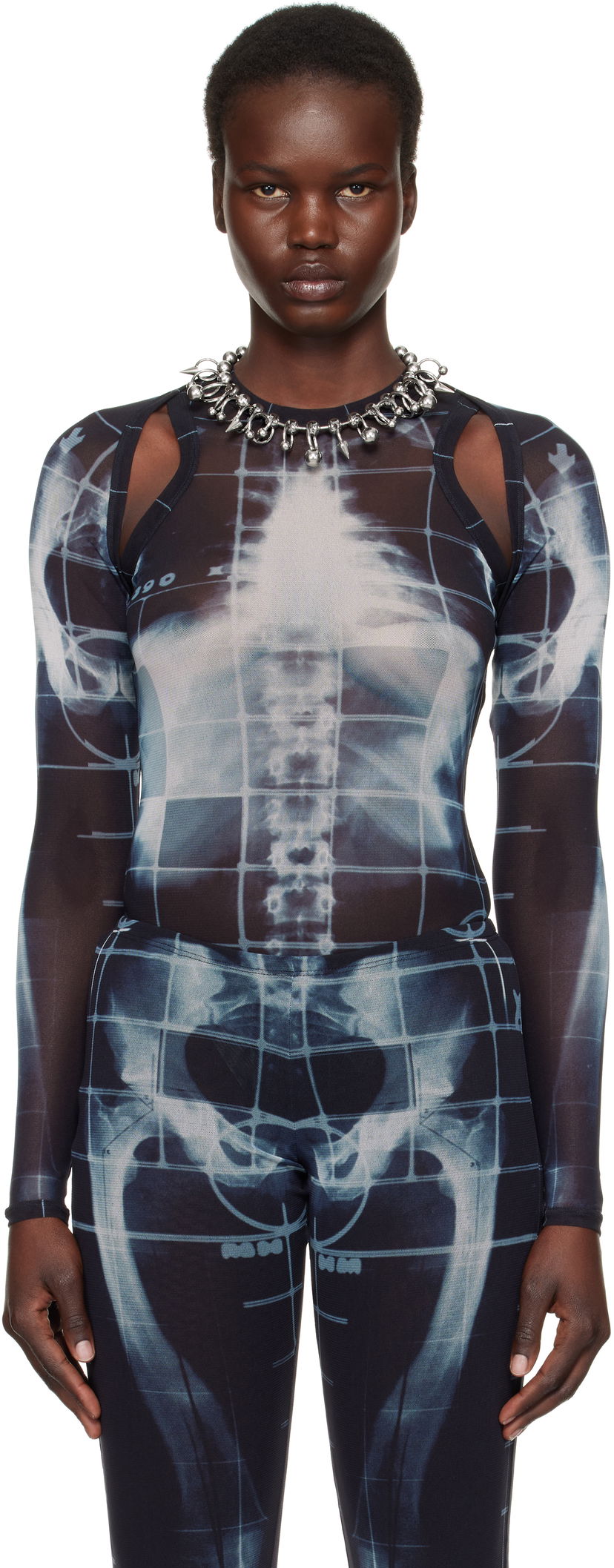 Body Jean Paul Gaultier Jean Paul Gaultier 'The Squeletor' X-Ray Print Mesh Top Musta | 25/33-F-TO243-T580-005956