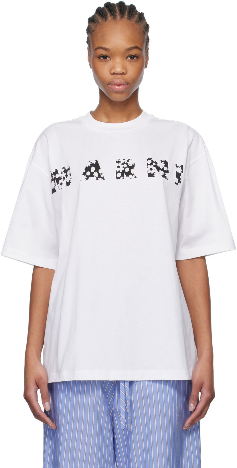T-paita Marni Marni Pop Fields Logo T-Shirt Valkoinen | THJET49P15 USCX50
