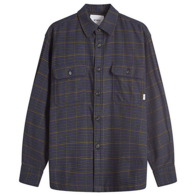 Paita WTAPS Checked Work Shirt Long Sleeve Tummansininen | 242WVDT-SHM03-NVY