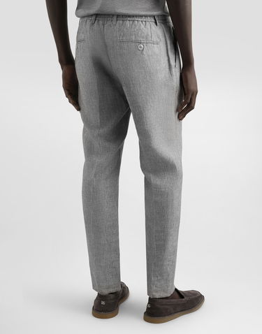 Housut Dolce & Gabbana Dolce & Gabbana Washed Linen Canvas Cropped Trousers Harmaa | GV4EETFU4MFS8290, 2