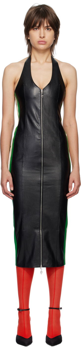 Mekko Miaou Miaou Hannah Jewett Harlow Faux-Leather Midi Dress Musta | 5030VLBLK