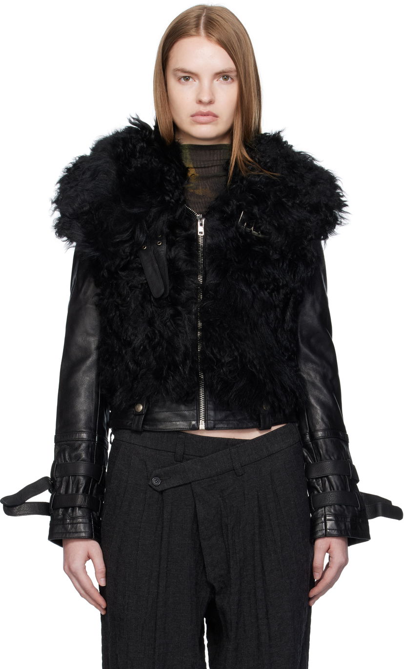 Takki R13 R13 Furry Shrunken Shearling Jacket Musta | R13WR419-R544A