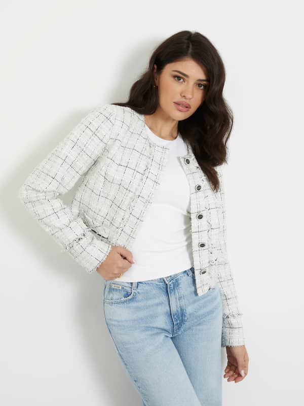 Takki GUESS Tweed Jacket Valkoinen | W4RN39WFWW2, 0