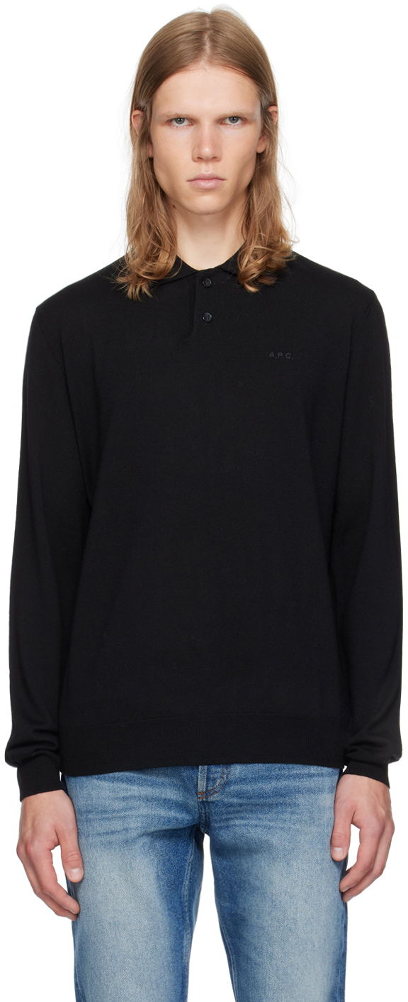 Poolopaita A.P.C. Embroidered Logo Polo Musta | WVAWM-H23324