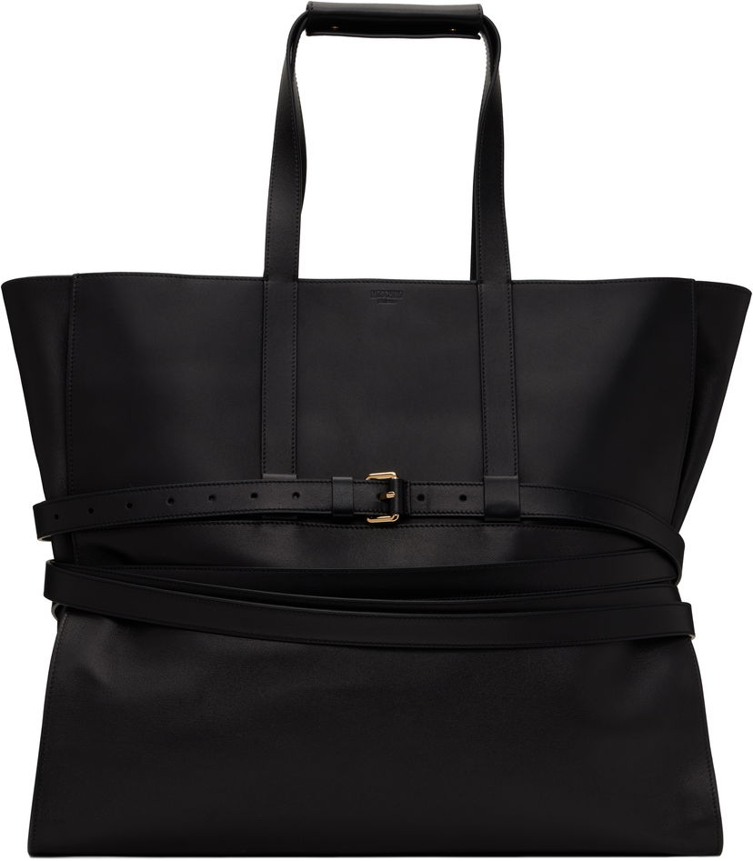 Kangaskassi Moschino Moschino 'Tie Me' Leather Tote Musta | MC4156PP1M 251MOOA0 000