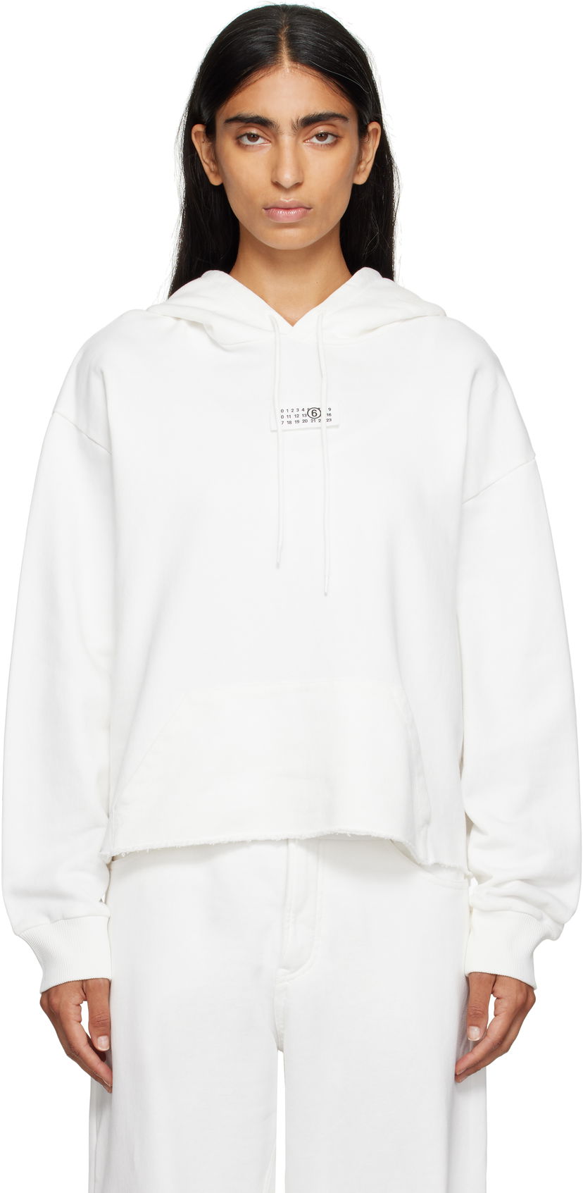 Huppari Maison Margiela MM6 Maison Margiela Logo Patch Cropped Hoodie Valkoinen | S52GU0234 M25025