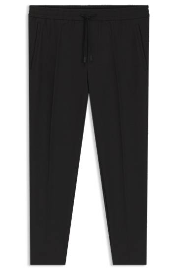 Verryttelyhousut BOSS Water-Repellent Tapered-Fit Stretch Trousers Musta | 50538179