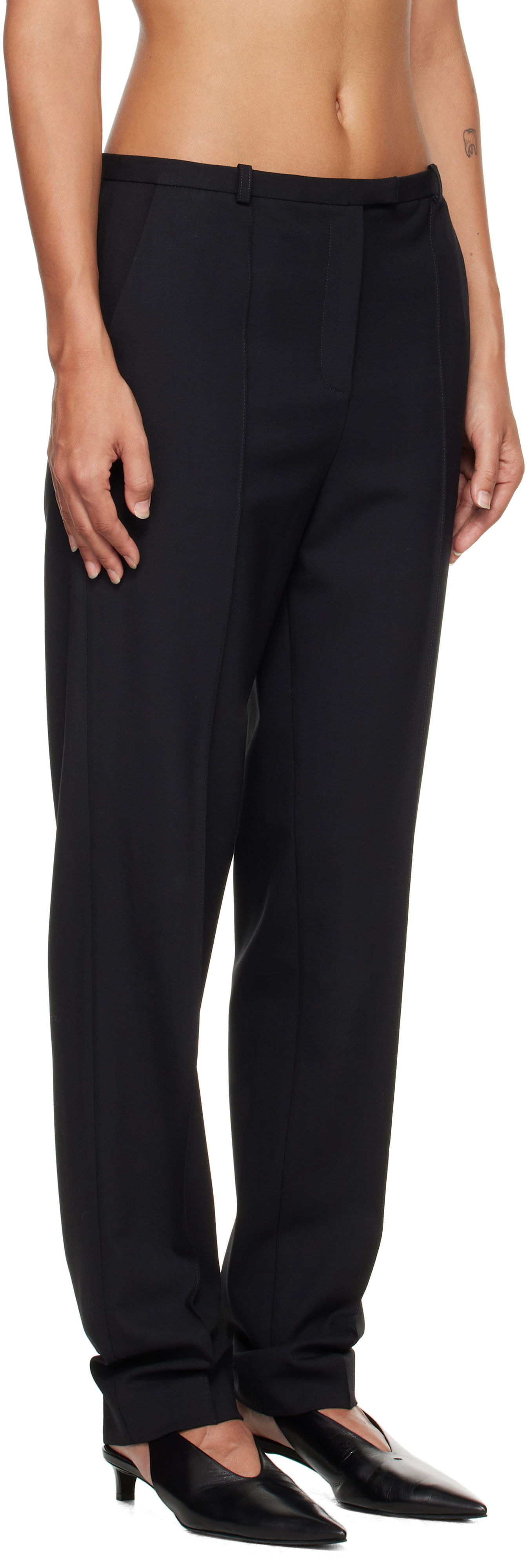 Housut Loulou de Saison Loulou de Saison Malka Fitted Trousers Musta | MALKA, 1