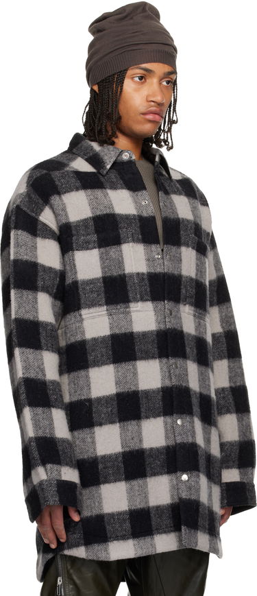 Paita Rick Owens Concordians Oversized Plaid Flannel Overshirt with Chest Pockets Monivärinen | RU02E1739 WJP, 4