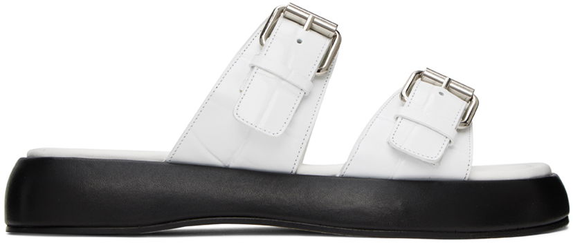 Tennarit ja kengät BY FAR Wyatt Leather Platform Sandals Valkoinen | 23SSWYSWHMCRN