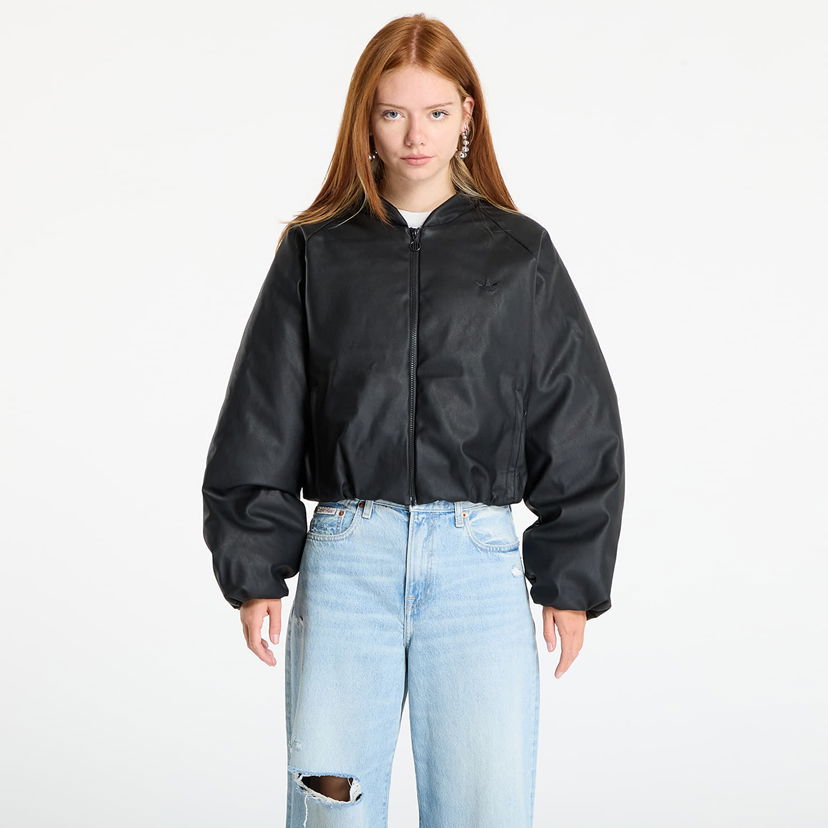 Bomber-takki adidas Originals adidas Pleather Synthetic Down Bomber Jacket Musta | JX5332