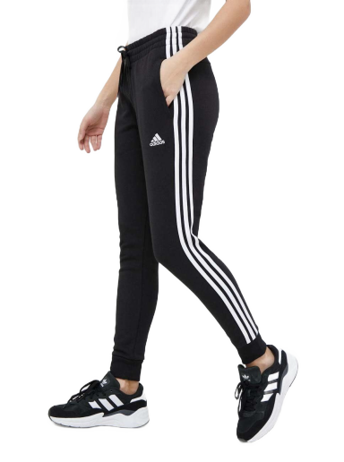 Verryttelyhousut adidas Performance Essentials 3-Stripes French Terry Cuffed Musta | IC8770