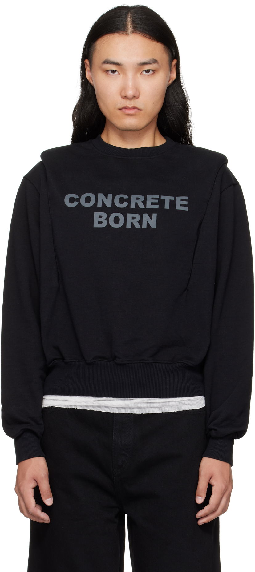 Huppari Han Kjøbenhavn Han Kjobenhavn Collared Crewneck Sweatshirt Musta | M-134680
