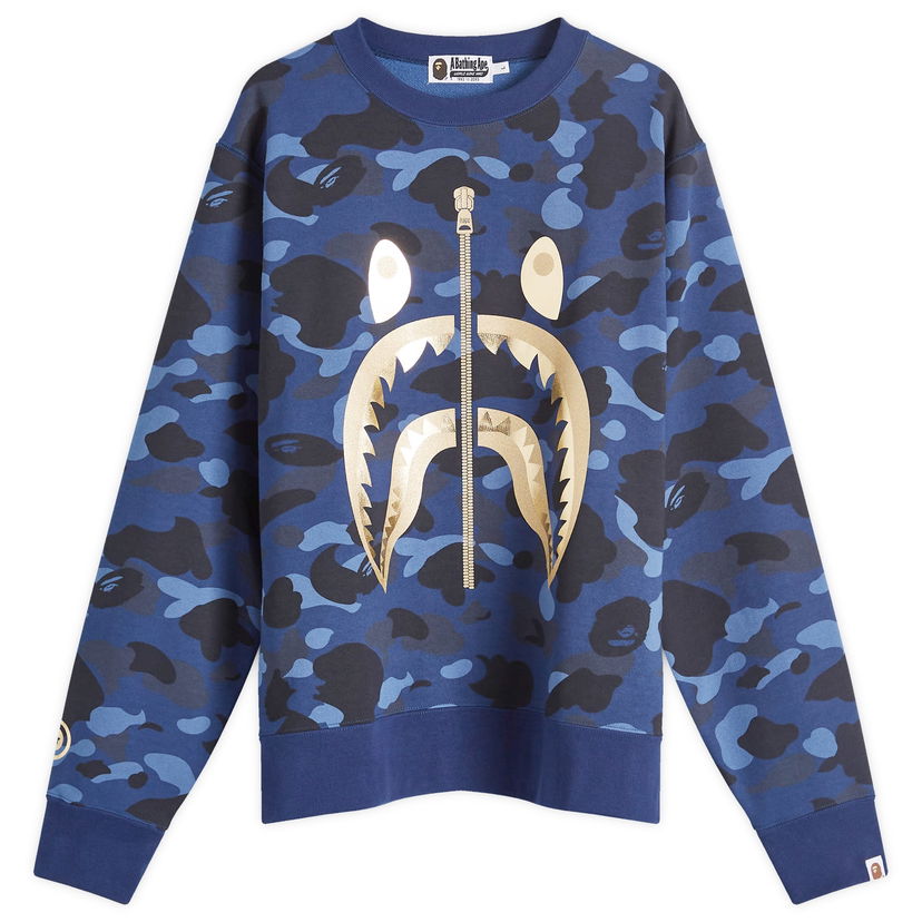 Huppari BAPE A Bathing Ape Colour Camo Shark Crew Sweat Tummansininen | 001SWK301003M-NVY