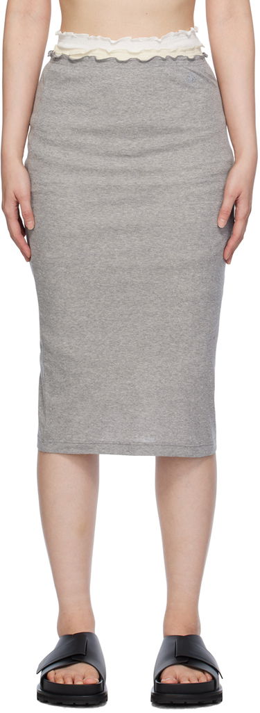 Hame Jil Sander Layered Midi Skirt Harmaa | J40FV0105_JTN357, 0