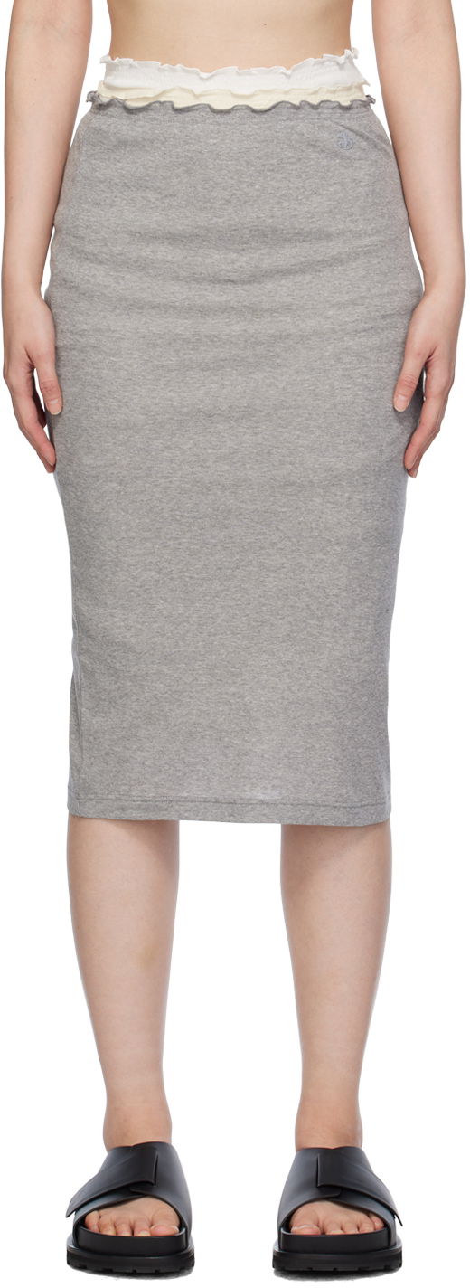 Hame Jil Sander Layered Midi Skirt Harmaa | J40FV0105_JTN357