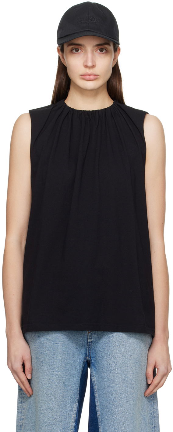 Tankkitoppi Maison Margiela MM6 Gathered Tank Top Musta | S52NF0004 S23588