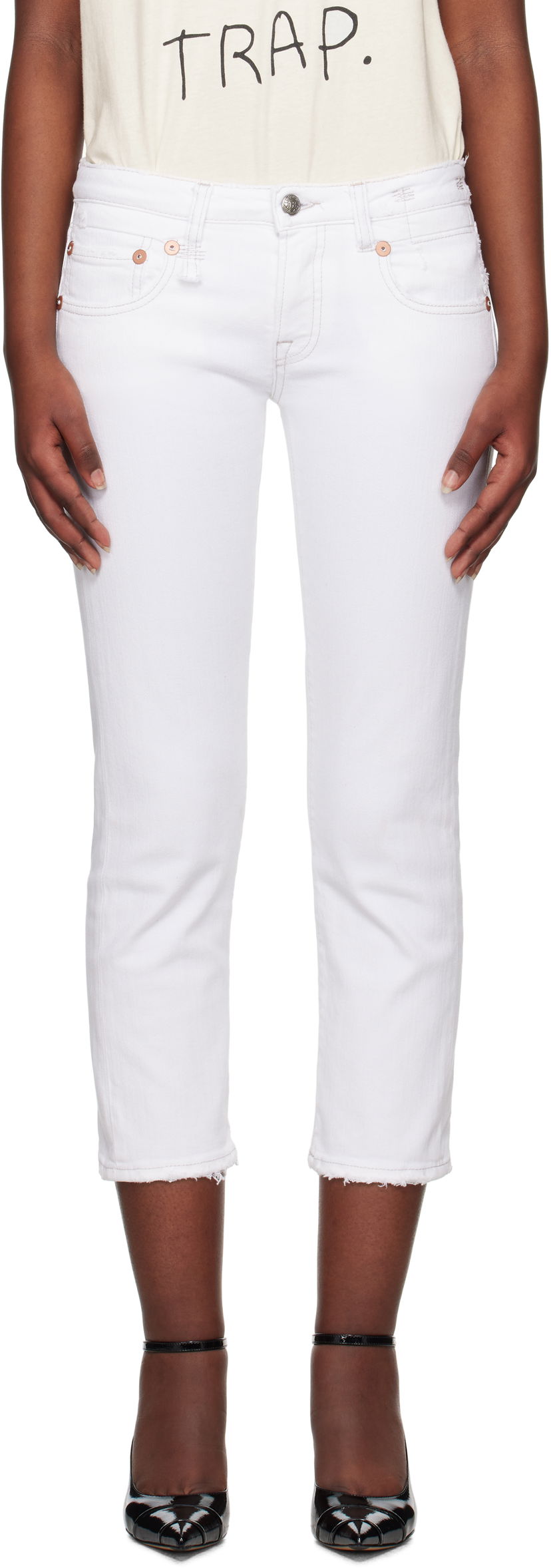 Jeans R13 R13 Boy Straight Cropped Jeans Valkoinen | R13W0091-895A