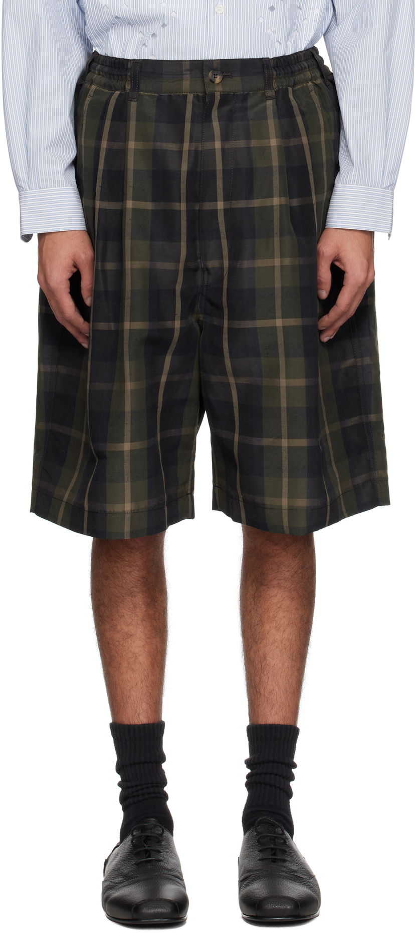 Shortsit Comme des Garçons Comme des Garçons Homme Pleated Plaid Shorts Vihreä | HO-P035-051