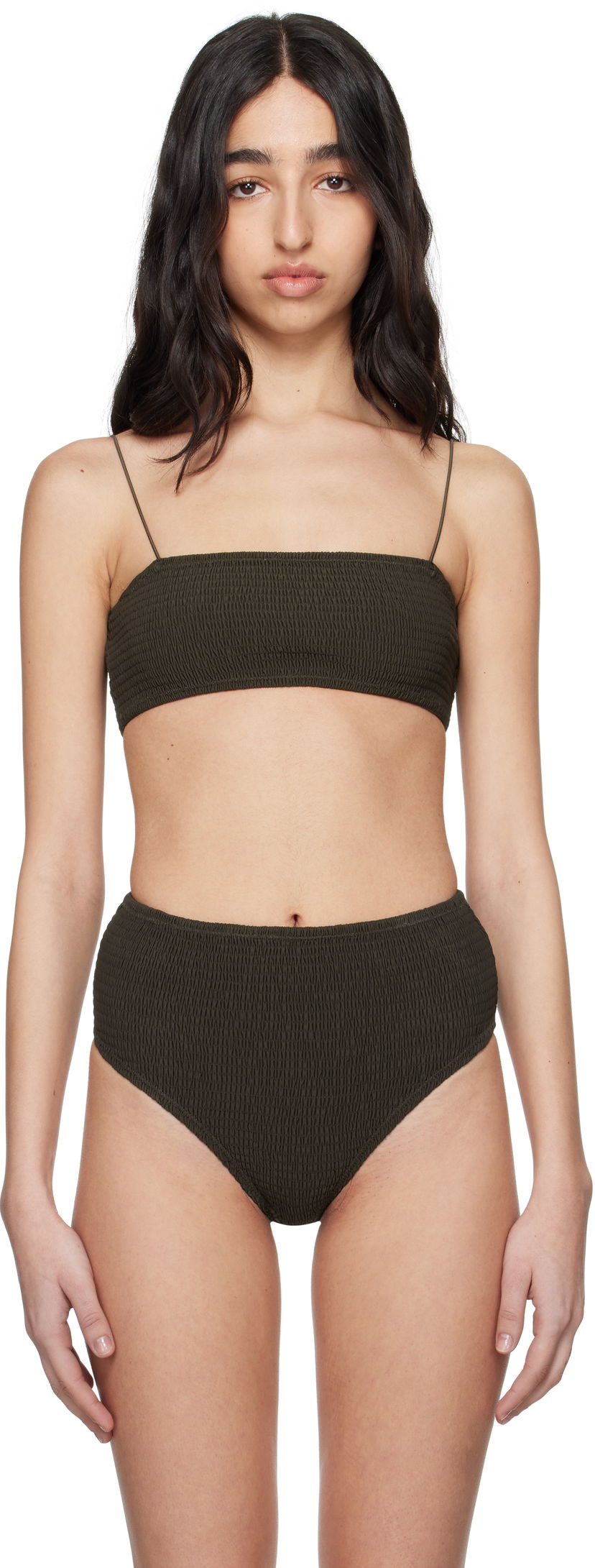 Uimapuvut TOTEME TOTEME Smocked Bikini Top Vihreä | 242-WSW1079-FB0130