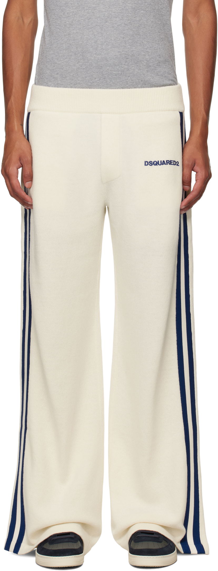 Verryttelyhousut DSQUARED2 Dsquared2 Knit Sweatpants with Side Stripes Valkoinen | S74KB0927_D13051